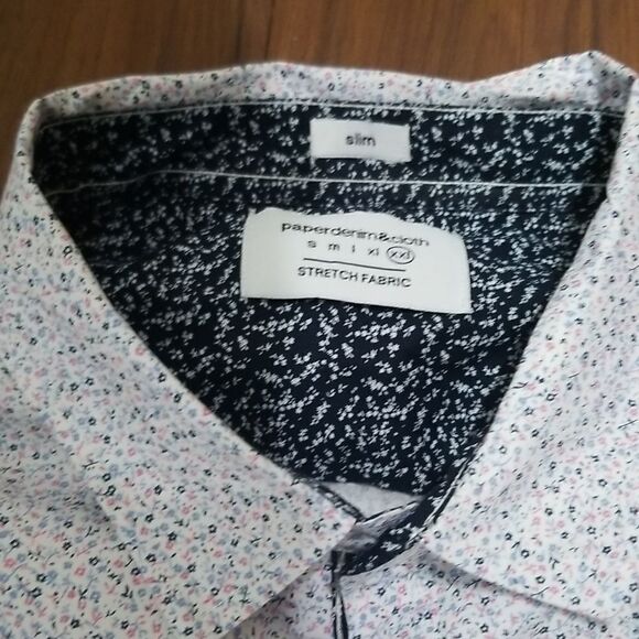 Paper Demin and Cloth Floral Button down "Slim" fit Mens size XXL - Picture 4 of 7
